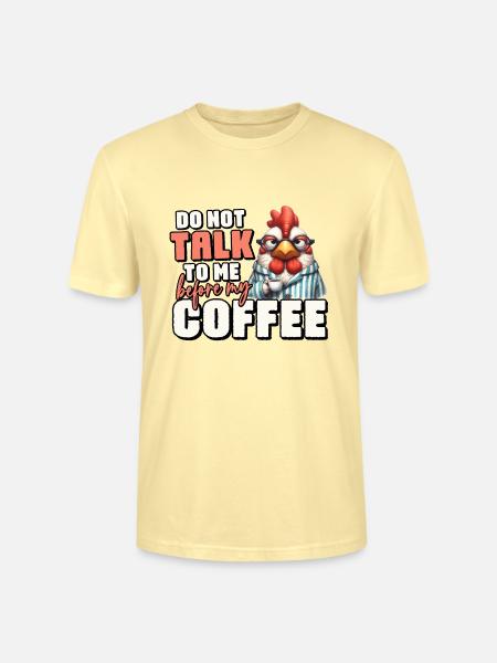 Grumpy rooster with coffee - Stanley/Stella CRAFTER Unisex Organic T-Shirt - cream