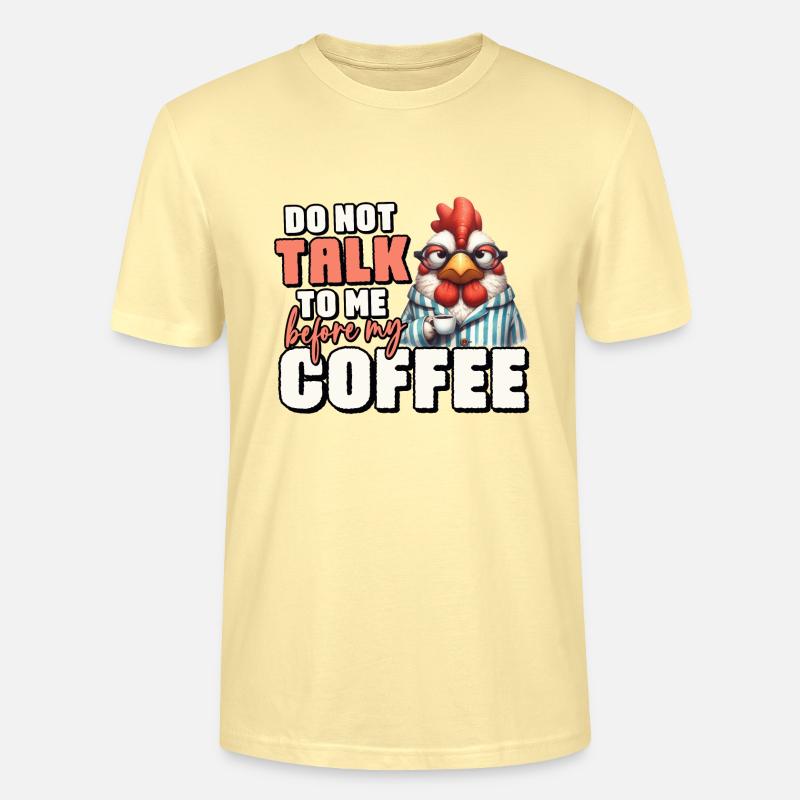 Grumpy rooster with coffee - Stanley/Stella CRAFTER Unisex Organic T-Shirt - cream