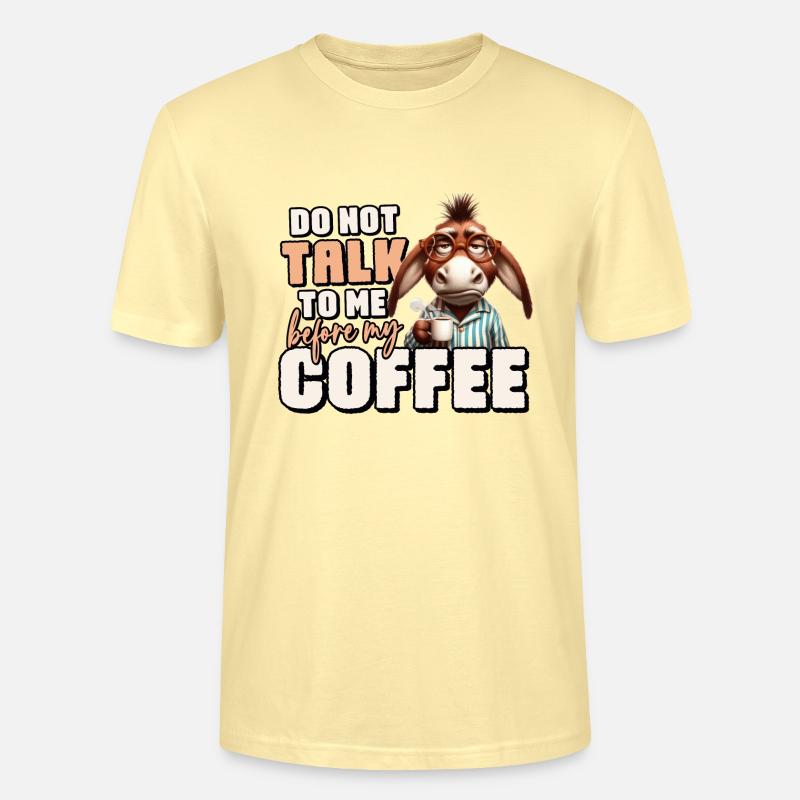 Grumpy donkey with coffee - Stanley/Stella CRAFTER Unisex Organic T-Shirt - cream