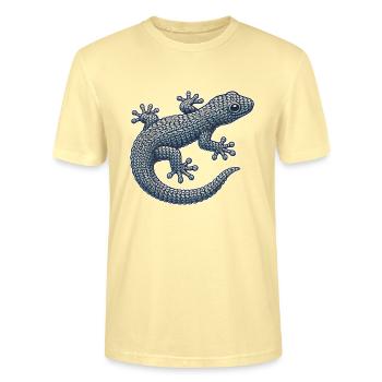Knitted Gecko - Stanley/Stella Unisex Bio-T-Shirt CRAFTER - Creme - Vorne - Alina (178cm) & Michal (187cm)