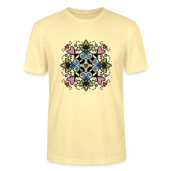 Abeille Heureuse / Abeille / Fleur / Mandala / Amour / Cœur - T-shirt bio CRAFTER Stanley Stella Unisexe - crème - Devant - Alina (178cm) & Michal (187cm)