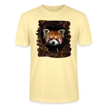 Kleiner Panda realistic Roter Panda Pandas - Stanley/Stella Unisex Bio-T-Shirt CRAFTER - Creme - Vorne - Alina (178cm) & Michal (187cm)