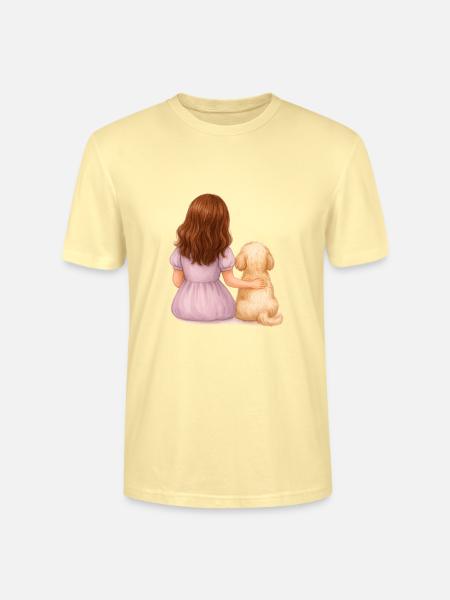 Kleines Mädchen mit Hund - Stanley/Stella Unisex Bio-T-Shirt CRAFTER - Creme