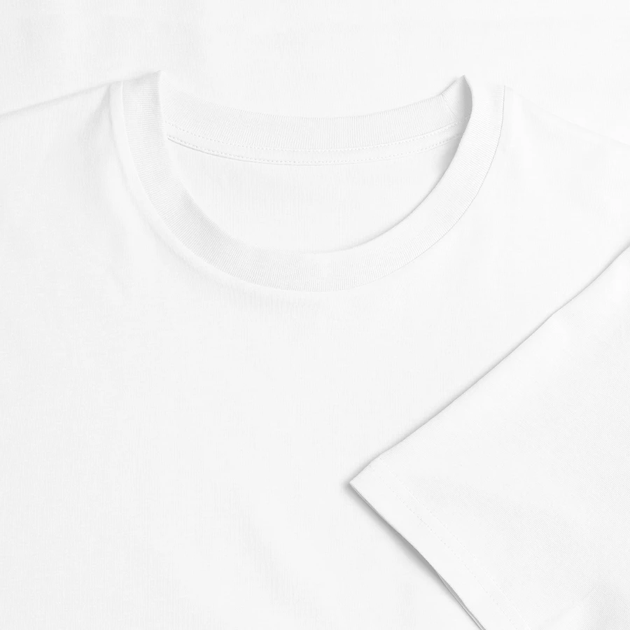 Mount Olympus badge on a stanley/stella crafter unisex organic t-shirt, white, neck label