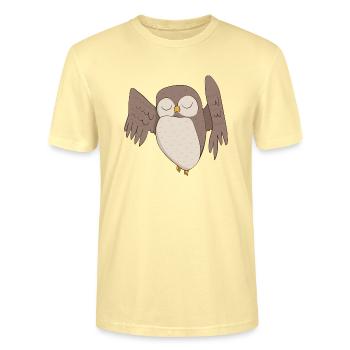 Eule Kauz - Stanley/Stella Unisex Bio-T-Shirt CRAFTER - Creme - Vorne - Alina (178cm) & Michal (187cm)
