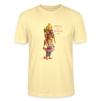 'CAUSE I'M A GIRL - Stanley/Stella CRAFTER Unisex Organic T-Shirt - cream - Front - Alina (178cm) & Michal (187cm)