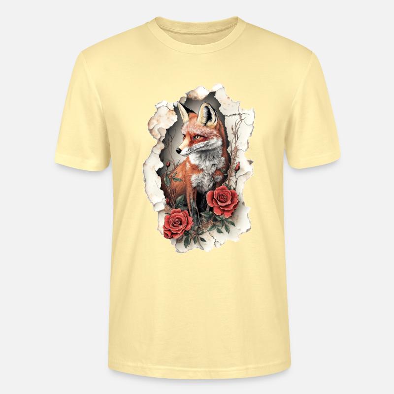 Fuchs mit Blumen - Stanley/Stella Unisex Bio-T-Shirt CRAFTER - Creme