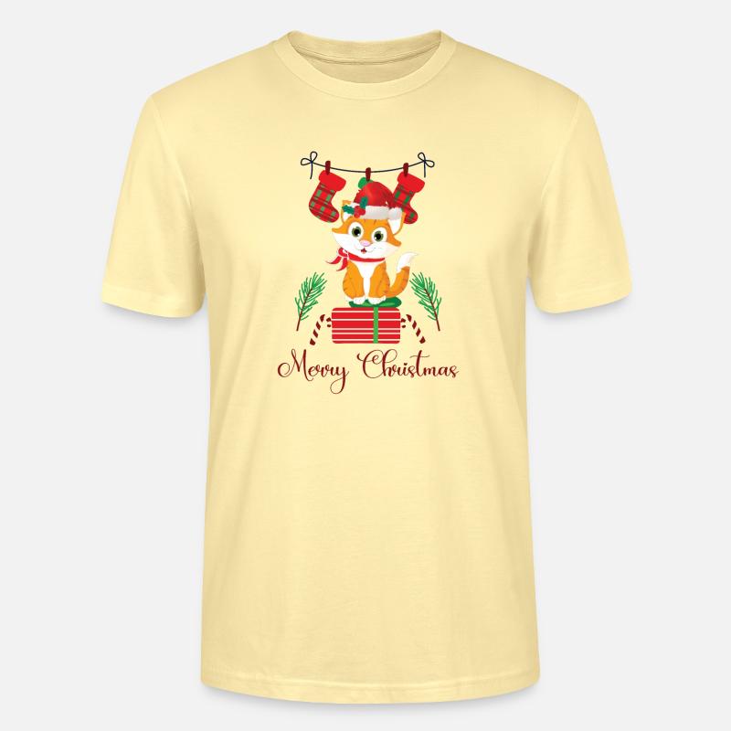 Weihnachten mit Katze - Stanley/Stella Unisex Bio-T-Shirt CRAFTER - Creme