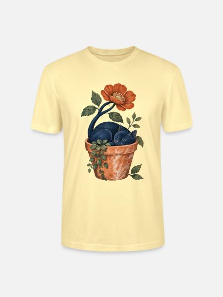 Schlafende Katze im Garten - Stanley/Stella Unisex Bio-T-Shirt CRAFTER - Creme