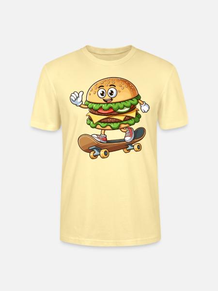 Hamburger on skateboard funny - Stanley/Stella CRAFTER Unisex Organic T-Shirt - cream