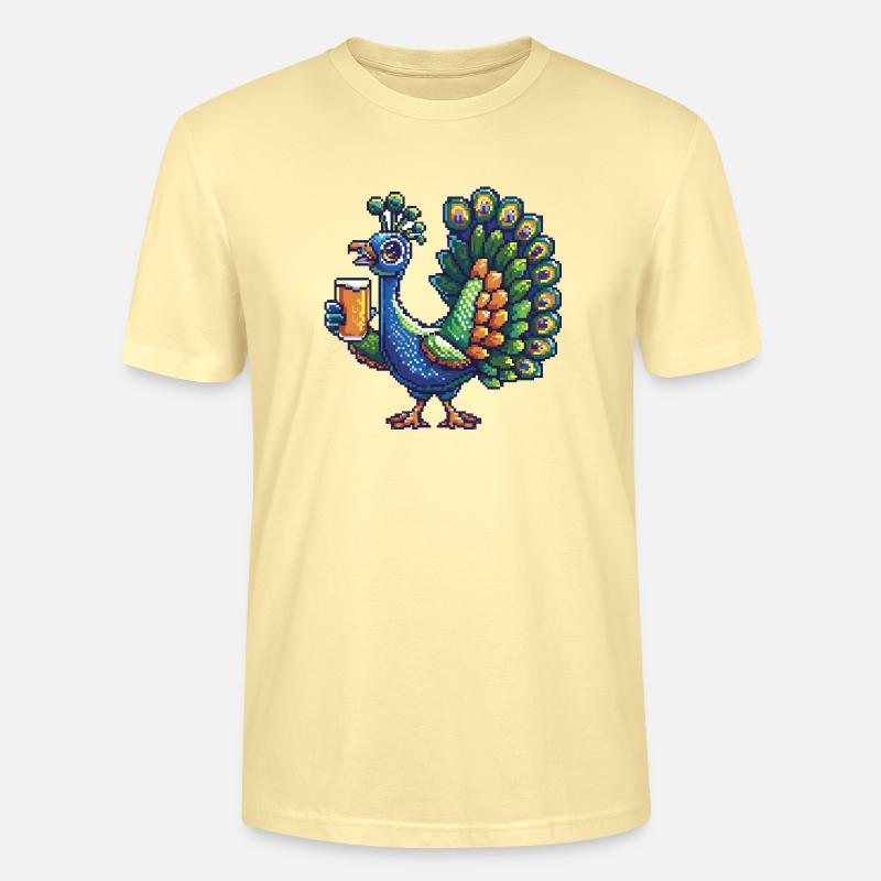 Pfau Vogel Pixel Bier - Stanley/Stella Unisex Bio-T-Shirt CRAFTER - Creme