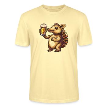 Gürteltier Pixel Bier - Stanley/Stella Unisex Bio-T-Shirt CRAFTER - Creme - Vorne - Alina (178cm) & Michal (187cm)