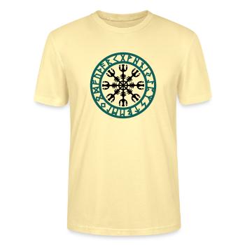 Rune magic Aegishjalmur, Helm of Awe - Stanley/Stella CRAFTER Unisex Organic T-Shirt - cream - Front - Alina (178cm) & Michal (187cm)