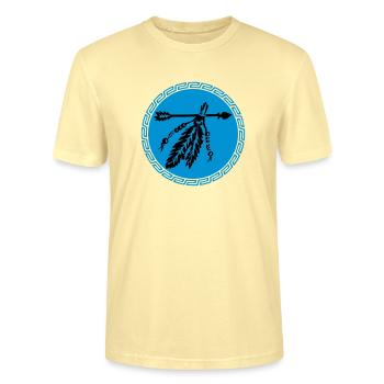 Pfeil mit Federn, Schutz & Kraft Symbol, Indianer - Stanley/Stella Unisex Bio-T-Shirt CRAFTER - Creme - Vorne - Alina (178cm) & Michal (187cm)