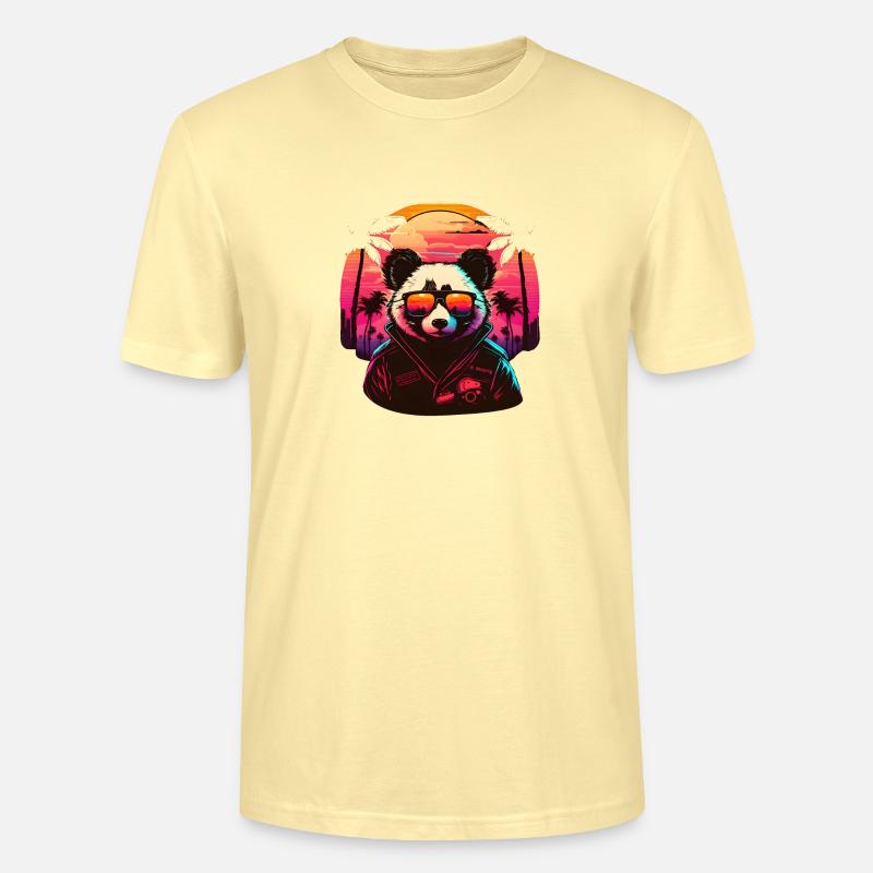 Synthwave Panda Sunset - Stanley/Stella Unisex Bio-T-Shirt CRAFTER - Creme