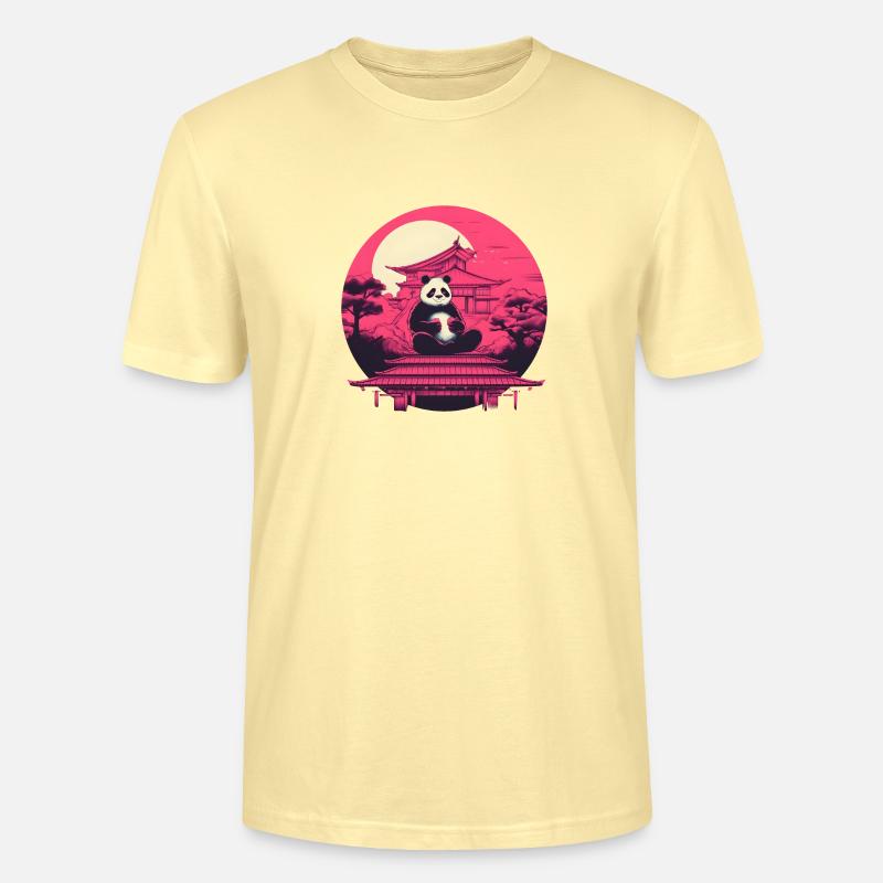 Synthwave eating Panda Japan Sunset - Stanley/Stella Unisex Bio-T-Shirt CRAFTER - Creme