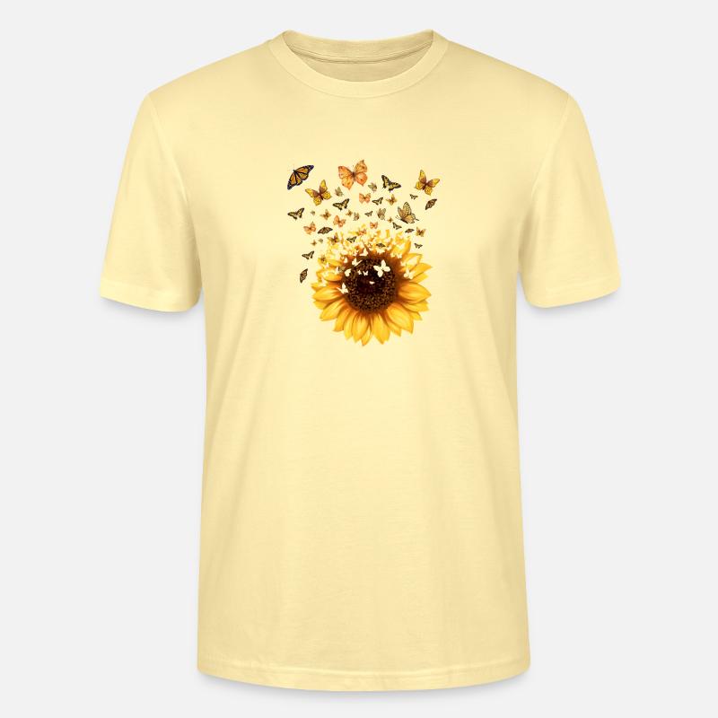Sonnenblumen-Schmetterlinge - originelle Geschenkidee - Stanley/Stella Unisex Bio-T-Shirt CRAFTER - Creme
