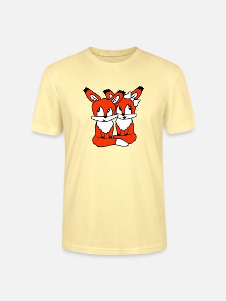 2 Foxes Couple In Love Two Friends Love Team Cute - Stanley/Stella CRAFTER Unisex Organic T-Shirt - cream