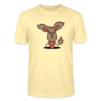 Lapin Majeur Montrer Méchant Coquin Insultant - T-shirt bio CRAFTER Stanley Stella Unisexe - crème - Devant - Alina (178cm) & Michal (187cm)