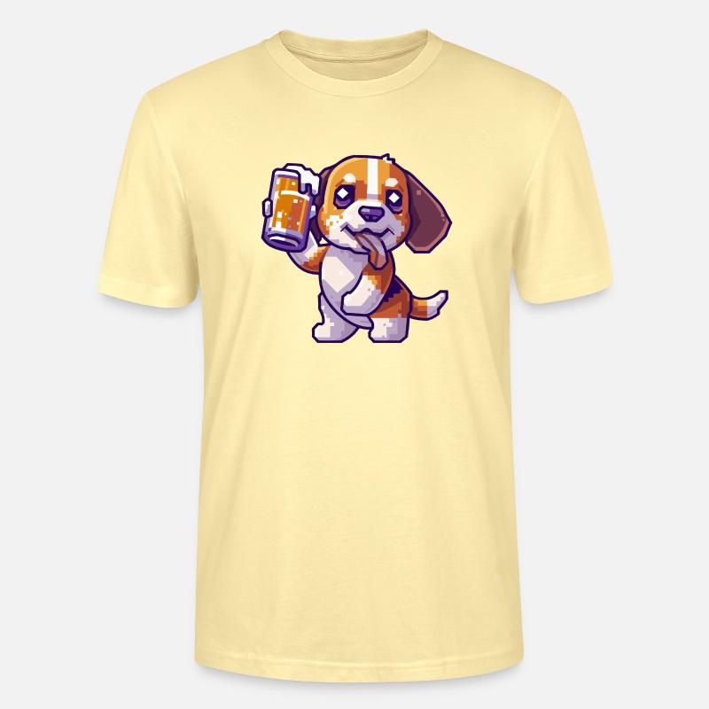 Beagle Hunde Pixel Bier - Stanley/Stella Unisex Bio-T-Shirt CRAFTER - Creme