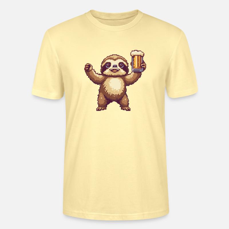 Bière Sloth Pixel - T-shirt bio CRAFTER Stanley Stella Unisexe - crème