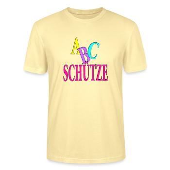 ABC Schütze pink Schülerin Schulanfänger - Stanley/Stella Unisex Bio-T-Shirt CRAFTER - Creme - Vorne - Alina (178cm) & Michal (187cm)