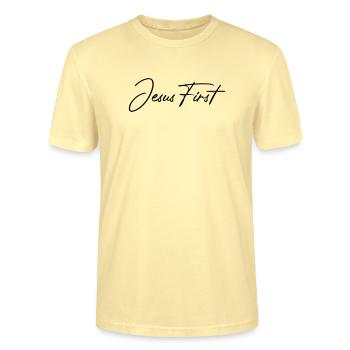 Jesus zuerst - Stanley/Stella Unisex Bio-T-Shirt CRAFTER - Creme - Vorne - Alina (178cm) & Michal (187cm)