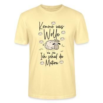 Komme was WOLLE Ich SCHAF die Matura 2026 - Stanley/Stella Unisex Bio-T-Shirt CRAFTER - Creme - Vorne - Alina (178cm) & Michal (187cm)