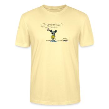 Janosch 'Seid Glücklich Und Freuet Euch!' - Stanley/Stella Unisex Bio-T-Shirt CRAFTER - Creme - Vorne - Alina (178cm) & Michal (187cm)