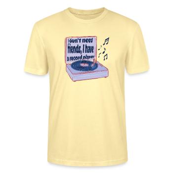 Des platines au lieu d’amis – la musique suffit - T-shirt bio CRAFTER Stanley Stella Unisexe - crème - Devant - Alina (178cm) & Michal (187cm)