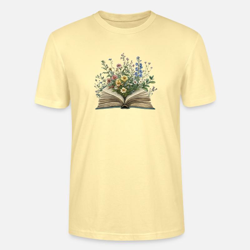 Buch mit Blumen - Stanley/Stella Unisex Bio-T-Shirt CRAFTER - Creme