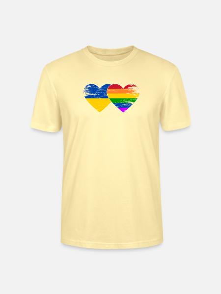 Ukraine Regenbogen Flagge Herz used - Stanley/Stella Unisex Bio-T-Shirt CRAFTER - Creme
