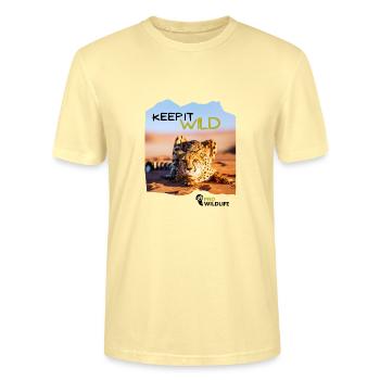 KEEP IT WILD Gepard - Stanley/Stella Unisex Bio-T-Shirt CRAFTER - Creme - Vorne - Alina (178cm) & Michal (187cm)
