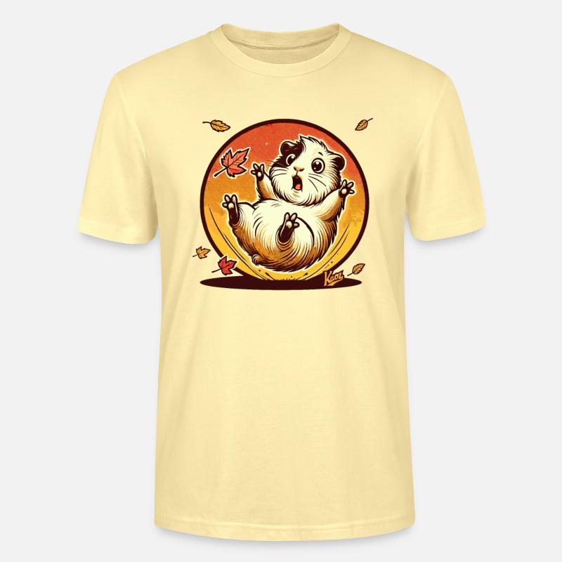 Hamster mit Herbst-Blättern - Stanley/Stella Unisex Bio-T-Shirt CRAFTER - Creme