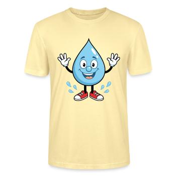 Happy water drop with sneakers - Stanley/Stella CRAFTER Unisex Organic T-Shirt - cream - Front - Alina (178cm) & Michal (187cm)