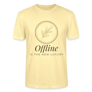Offline Is The New Luxury Tee - T-shirt bio CRAFTER Stanley Stella Unisexe - crème - Devant - Alina (178cm) & Michal (187cm)