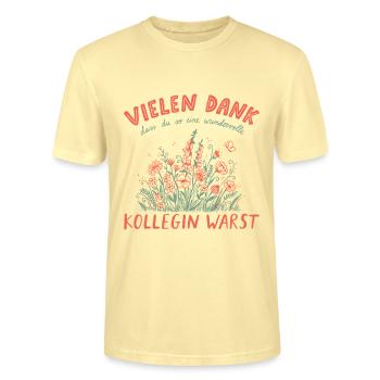 Kollegin Abschied Retro Blumen Jobwechsel Rente - Stanley/Stella Unisex Bio-T-Shirt CRAFTER - Creme - Vorne - Alina (178cm) & Michal (187cm)