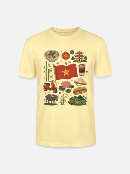 Vietnam Reiseliebe | Reisfelder & Kultur - Stanley/Stella Unisex Bio-T-Shirt CRAFTER - Creme