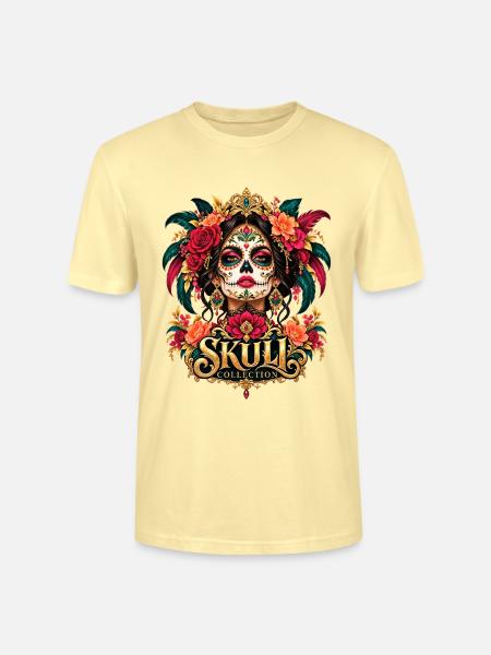 Mexikanische Totenkopffrau Dia de los Muertos - Stanley/Stella Unisex Bio-T-Shirt CRAFTER - Creme