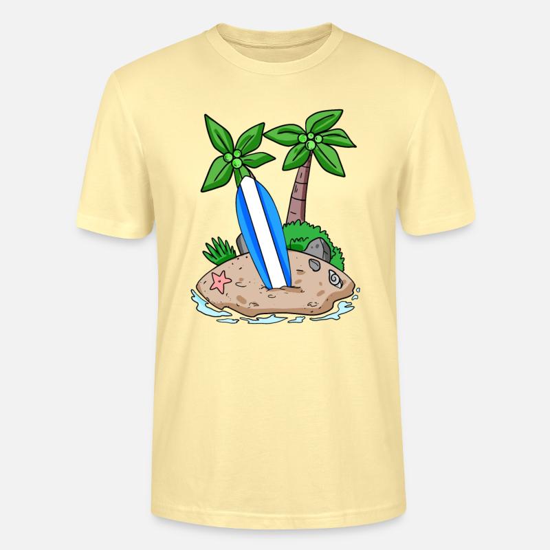 Insel mit Surfbrett - Stanley/Stella Unisex Bio-T-Shirt CRAFTER - Creme