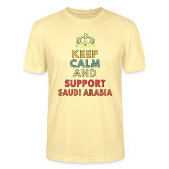 keep calm and support saudi arabia - Stanley/Stella CRAFTER Unisex Organic T-Shirt - cream - Front - Alina (178cm) & Michal (187cm)