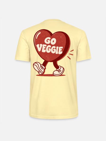 Go Veggie Retro Heart - Stanley/Stella Unisex Bio-T-Shirt CRAFTER - Creme