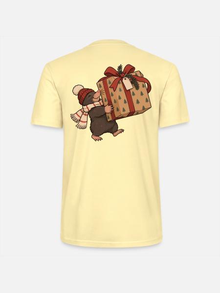 Christmas Mole With Present - Stanley/Stella Unisex Bio-T-Shirt CRAFTER - Creme