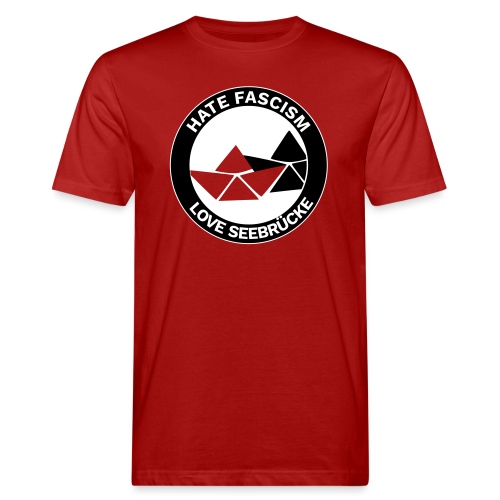 Hate Fascism - Love Seebrücke - Auf rot - Männer Bio-T-Shirt