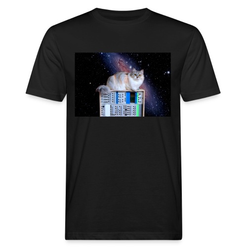 Cat on synthesizer in space EuroPaw - Mannen Bio-T-shirt