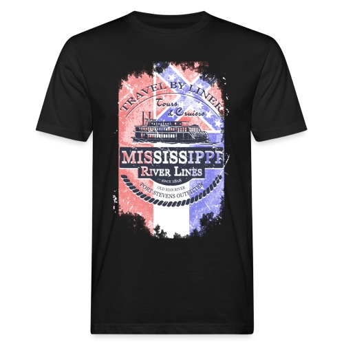 Mississippi Paddle Steamer - Vintage Flag - Männer Bio-T-Shirt