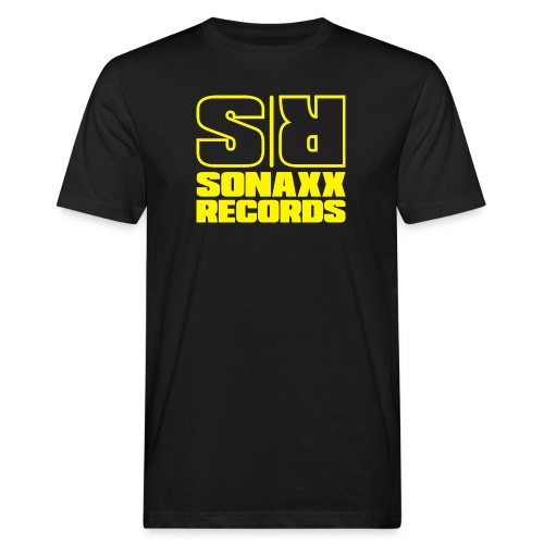 Sonaxx Records logo gul (firkantet) - Økologisk T-skjorte for menn