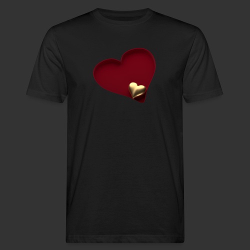 Złote serce w czerwonym sercu ukośne z góry - Ekologiczna koszulka męska