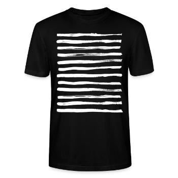Streifen weiss - Stanley/Stella Unisex Bio-T-Shirt CRAFTER - Schwarz - Vorne - Alina (178cm) & Michal (187cm)