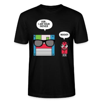 USB Floppy Disk I am Your Father T shirt, Geek - Stanley/Stella CRAFTER Unisex Organic T-Shirt - black - Front - Alina (178cm) & Michal (187cm)